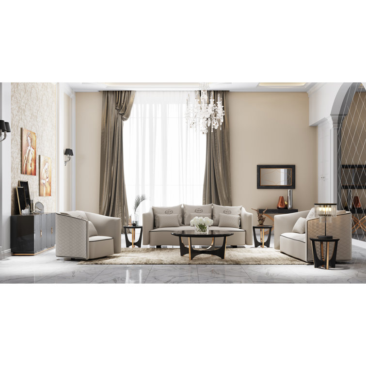 VIG Furniture 3 Piece Velvet Living Room Set Wayfair